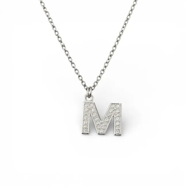 Balabinka Silver Letter M Necklace