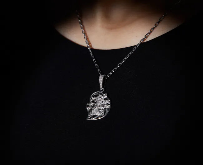 Balabinka Silver Pendant Mother of God with Child