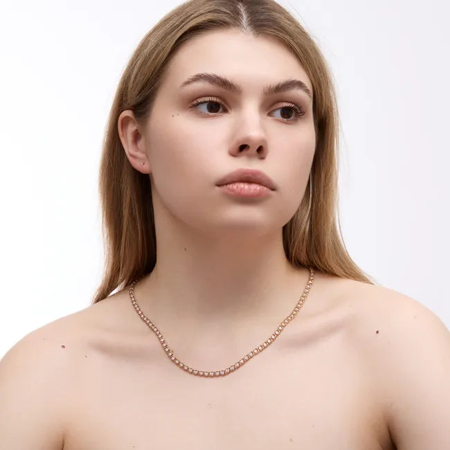 Balabinka Arabic Bismarck Gold-Plated Silver Necklace with Cubic Zirconia