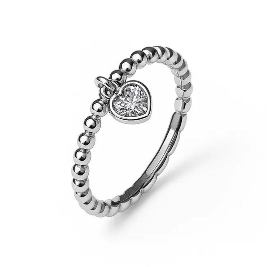 Balabinka Silver Ring Crystal Heart