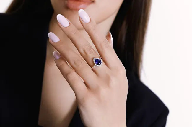 Balabinka Silver Ring Hatice with Blue Gift Case