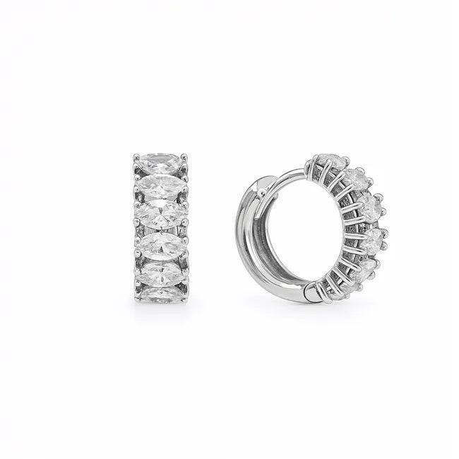 Balabinka Silver Earrings with Marquis Stones