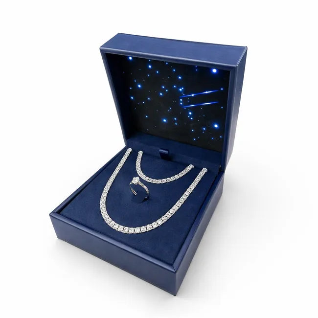 Elegant Balabinka Silver Set Tenderness with Starry Glow Gift Box