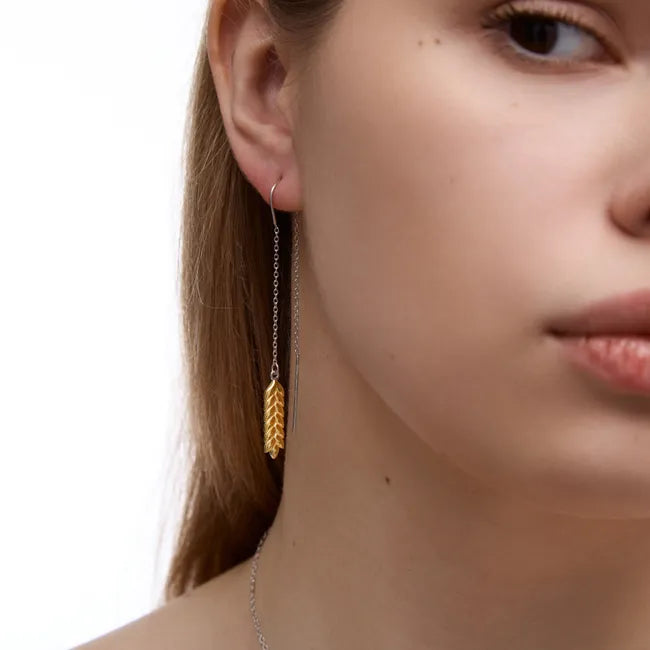 Balabinka Silver Threader Earrings Golden Wheat