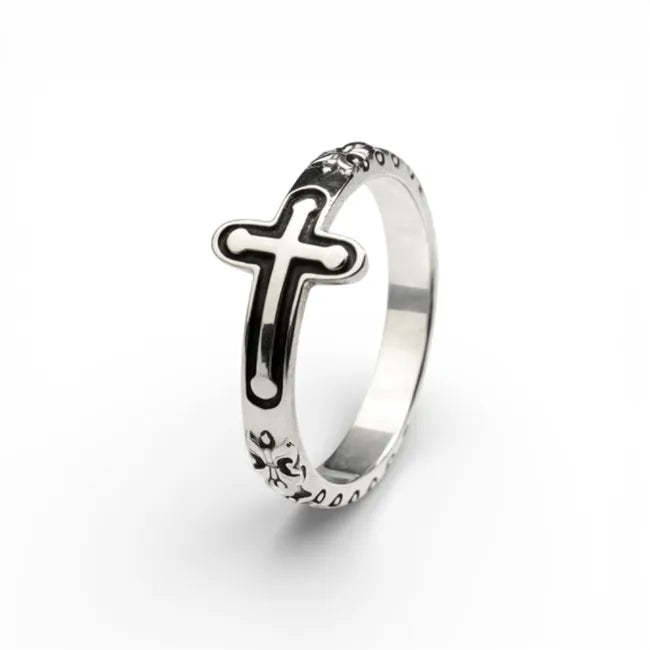 Balabinka Silver “Rosary” Ring with Black Enamel