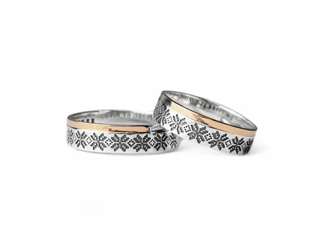 Balabinka Silver Vyshyvanka Wedding Rings