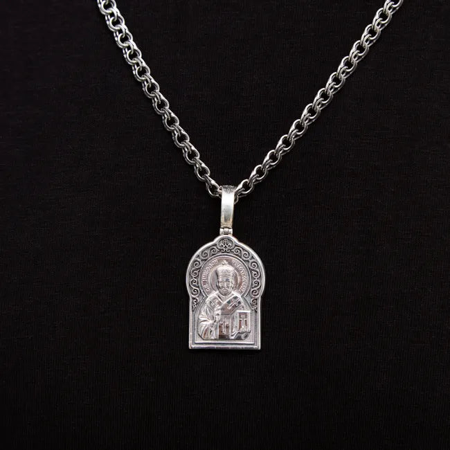 Silver Saint Nicholas the Wonderworker Pendant