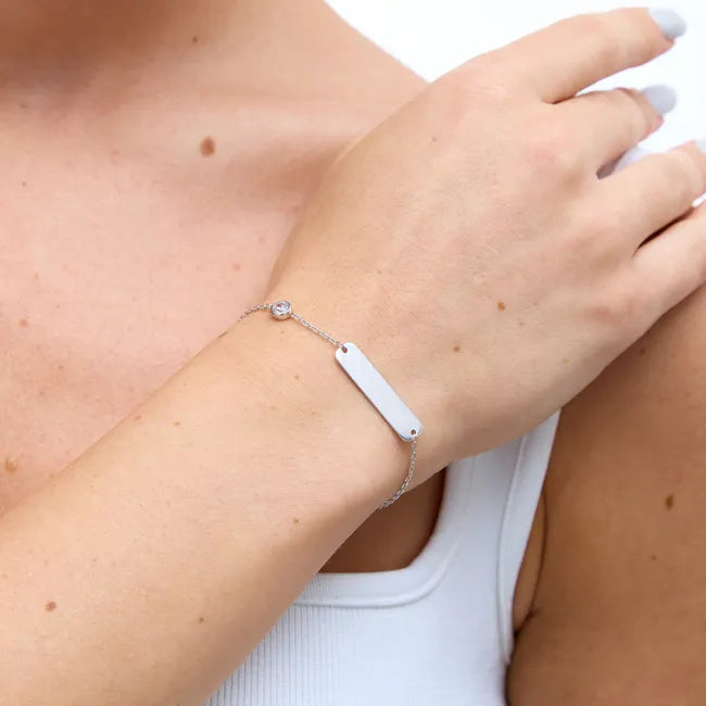 Balabinka Silver Engravable Plate Bracelet