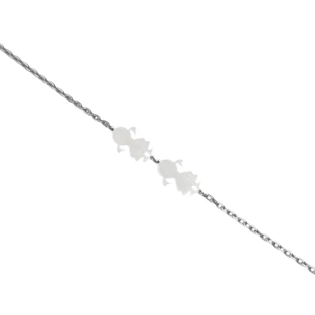 Balabinka Silver Engraving Bracelet Two Daughters
