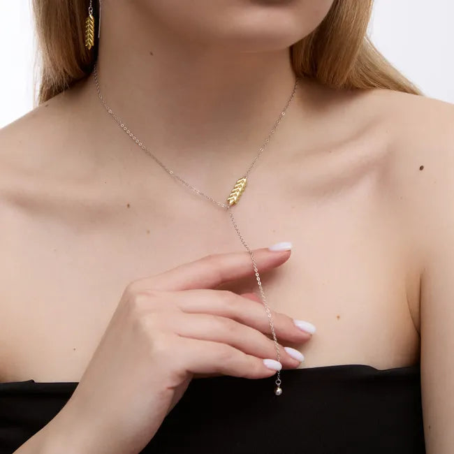 Balabinka Silver Wheat Lariat Necklace
