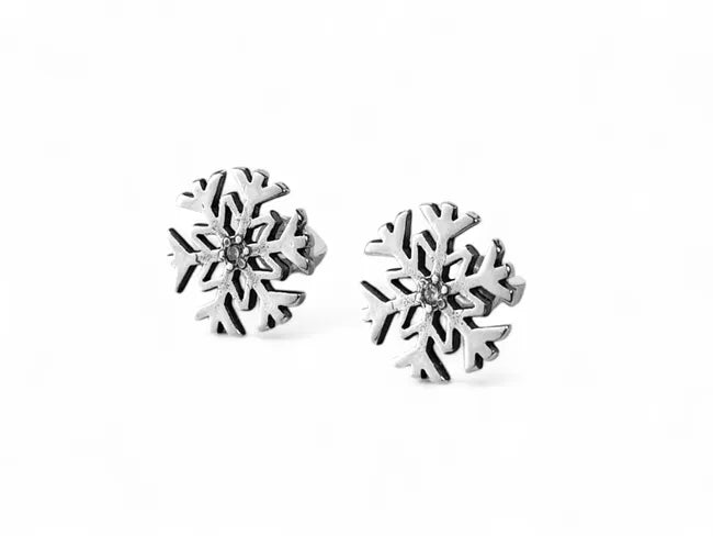 Balabinka Silver Snowflake Stud Earrings