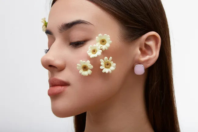 Balabinka Candy Silver Earrings with Color Inlay