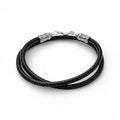 Balabinka Wide Silk Cord Necklace with Sterling Silver Inserts