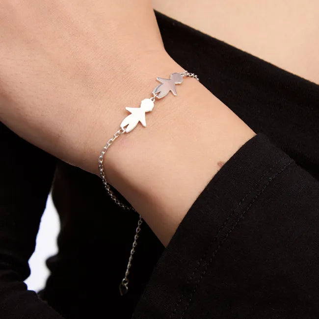 Balabinka Silver Engraving Bracelet Two Sons