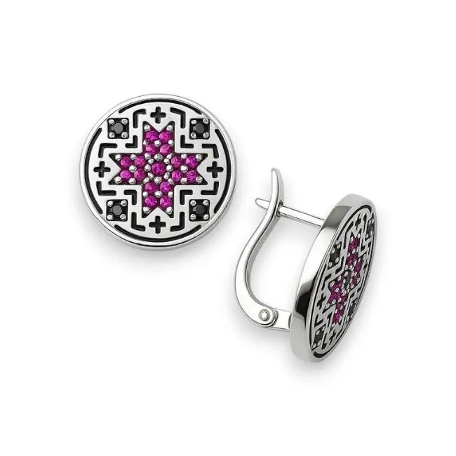 Balabinka Round Silver Earrings Kultura