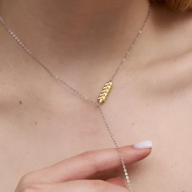 Balabinka Silver Wheat Lariat Necklace