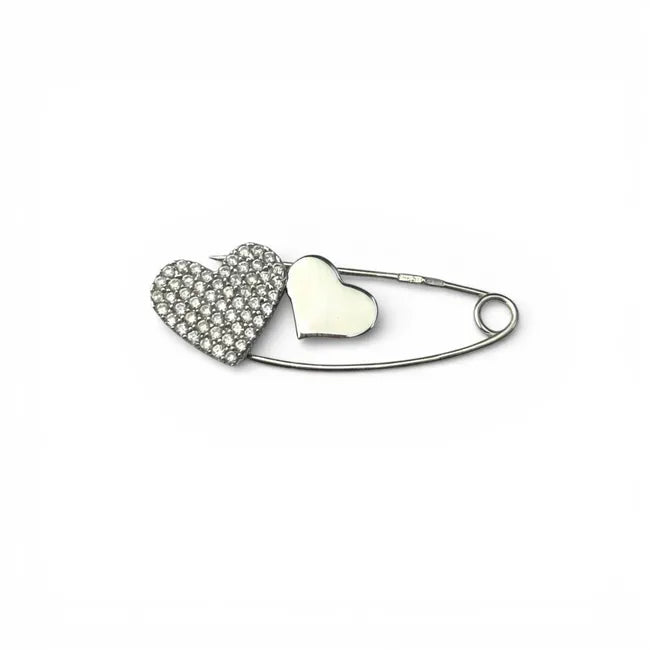 Balabinka Silver Two Hearts Safety Pin Brooch
