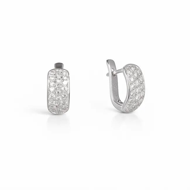 Balabinka Silver Hoop Earrings Pavé