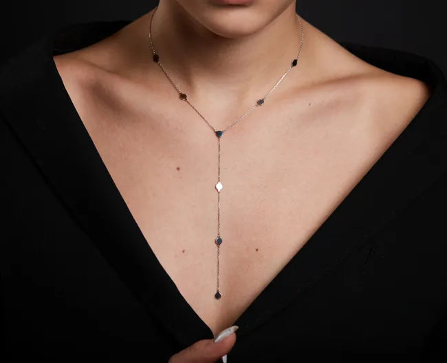 Balabinka Silver Coin Lariat Necklace