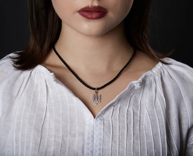 Balabinka Silver Braided Leather Cord Necklace