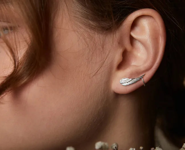 Balabinka Silver Ear Climbers Angel Wings