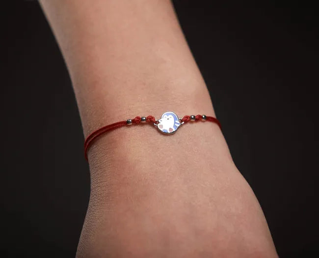 Balabinka Silver Kids Silk Bracelet with Penguin Charm