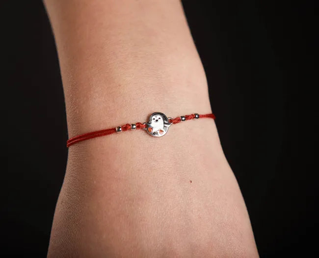 Balabinka Silver Kids Silk Bracelet with Penguin Charm