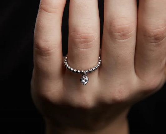 Balabinka Silver Ring Crystal Heart