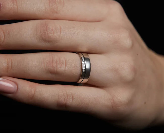 Balabinka Silver Wedding Band with Zirconia