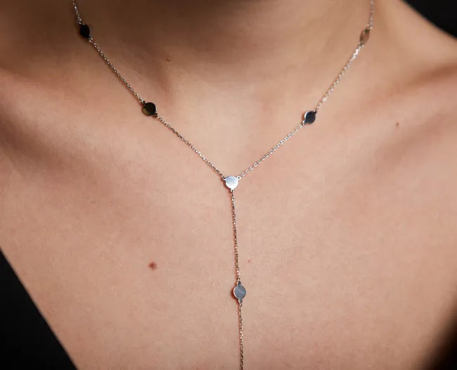 Balabinka Silver Coin Lariat Necklace