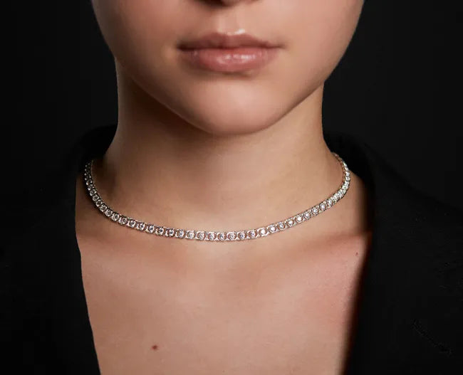 Balabinka Arabic Bismarck Silver Necklace with Cubic Zirconia