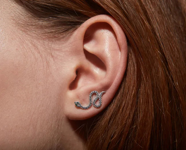 Balabinka Silver Snake Climber Earrings