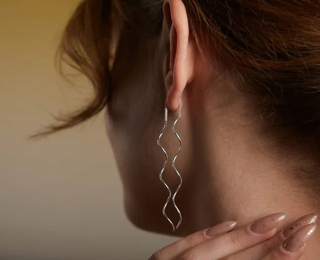 Balabinka Silver Earrings Spiral Threader
