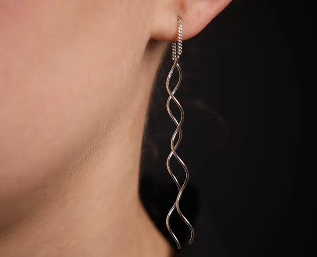 Balabinka Silver Earrings Spiral Threader