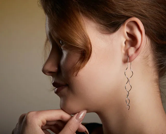 Balabinka Silver Earrings Spiral Threader