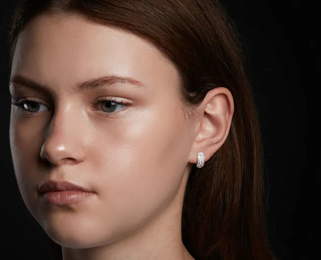 Balabinka Silver Hoop Earrings Pavé
