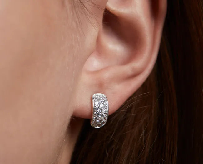Balabinka Silver Hoop Earrings Pavé