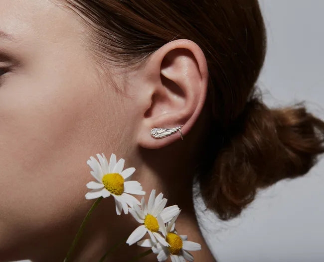 Balabinka Silver Ear Climbers Angel Wings