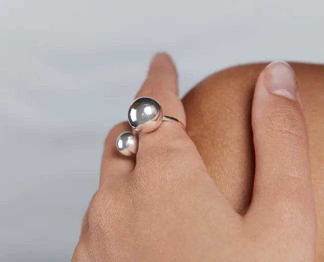 Balabinka Silver Ring Two Spheres
