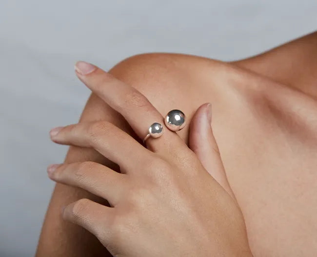Balabinka Silver Ring Two Spheres