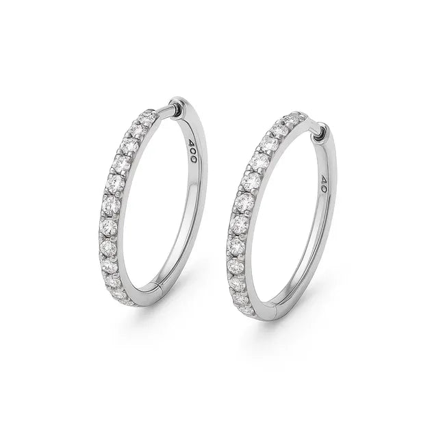 Balabinka Silver Hoop Earrings Crystal Path