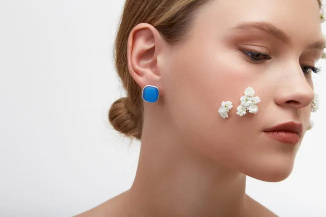 Balabinka Candy Silver Earrings with Color Inlay