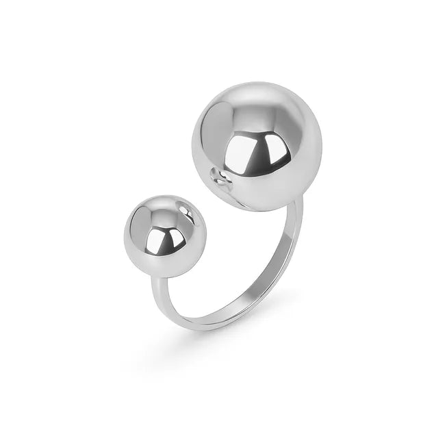 Balabinka Silver Ring Two Spheres