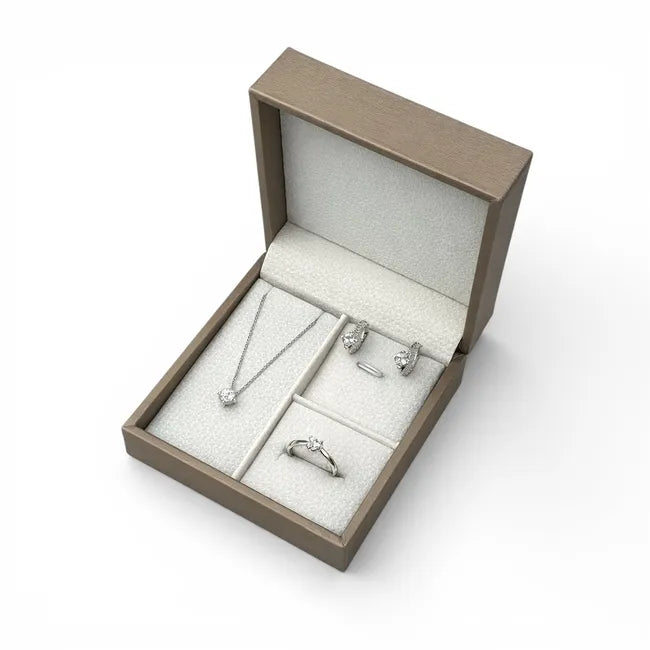 Elegant Balabinka Silver Set Sandy with Beige Gift Bo
