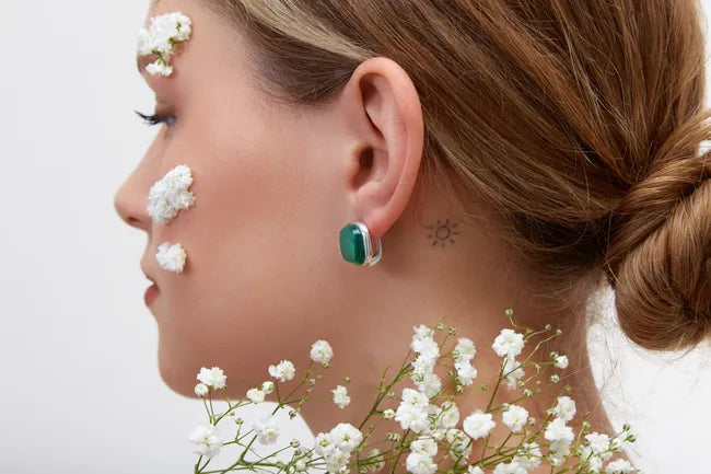 Balabinka Candy Silver Earrings with Color Inlay