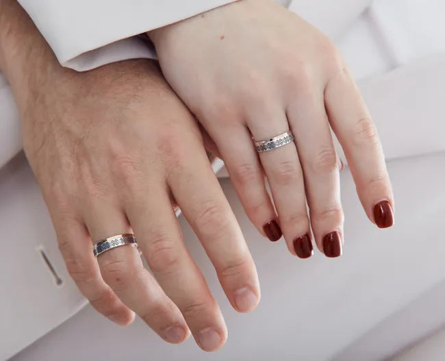 Balabinka Silver Vyshyvanka Wedding Rings