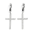 Balabinka Silver Congo Hoop Earrings with Zirconia Crosses