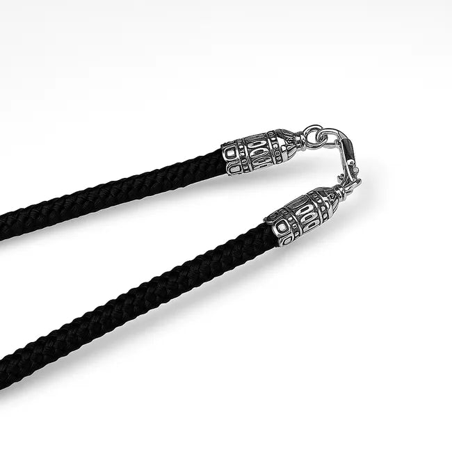 Balabinka Silver Shield Silk Cord Necklace with Decorative Inserts