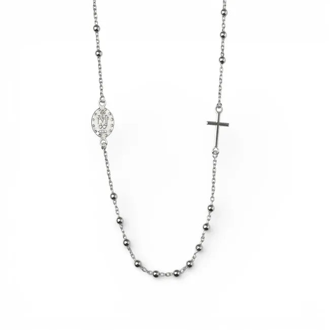 Balabinka Silver Rosary Necklace