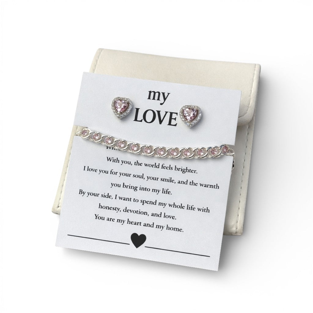 Balabinka Pink Marseille Silver Jewelry Set